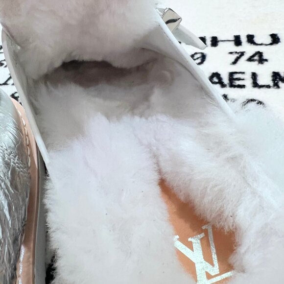 Louis Vuitton Easy Mule Fur Shearling Leather Slip On Clog Sandal - Silver main image 4